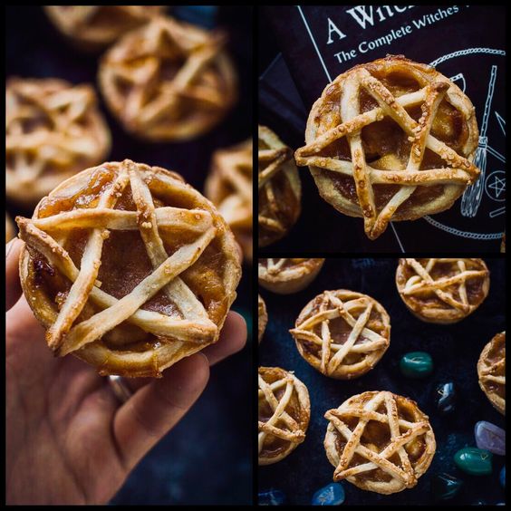 Pentagram topped vegan apple pies 